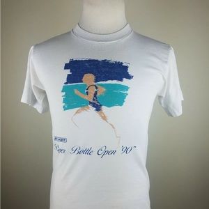 Vintage 90s Sz M single stitch Screen Star Bud Light Beer Running Marathon Shirt